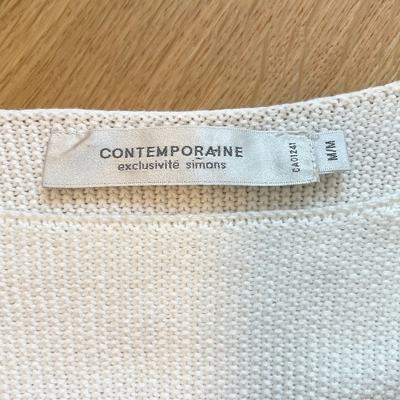 Simons Contemporaine Black & White Striped Cotton Sweater - Picture 3 of 8